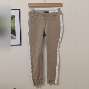Banana Republic Tan "Sloan" Pants With White Stripes Down Sides, Size 2 Petite